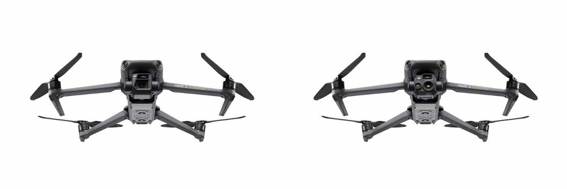 Side by side image of DJI M3 and M3 shown flying.T
